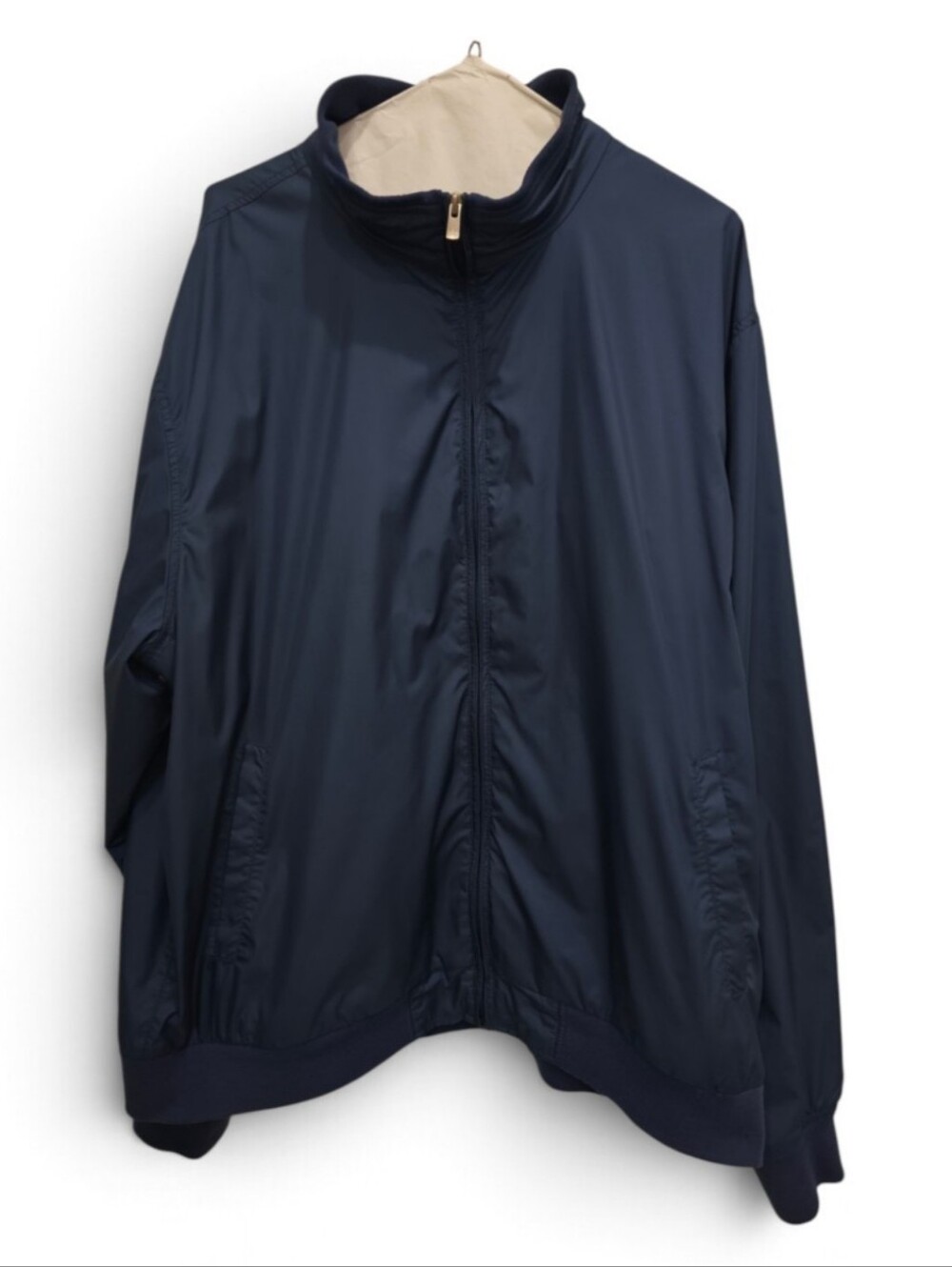Vintage Peter Millar Men's Navy Lightweight Zip-Front Jacket, Size XXL